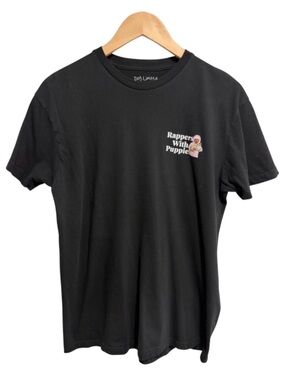 Dog Limited Black 'Rappers With Puppies' Graphic Short Sleeve Tee Large